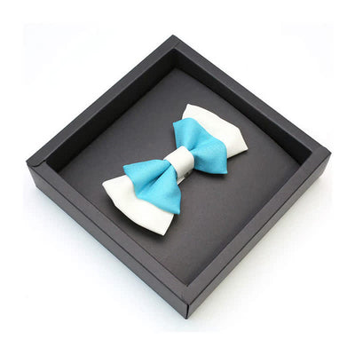 Men's Confident Sky Blue & White Double Layers Bow Tie
