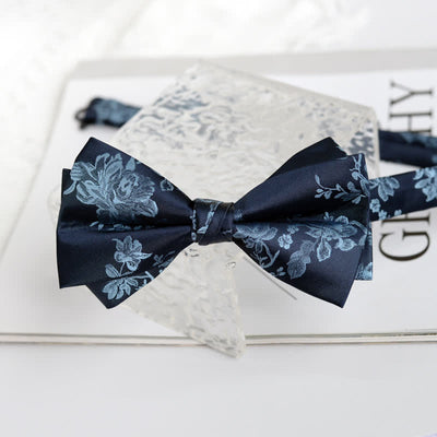 Men's Elegant Iris Floral Pattern Bow Tie