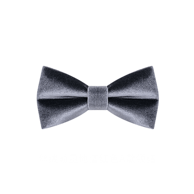 Men's Charcoal Gray Solid Color Velvet Bow Tie