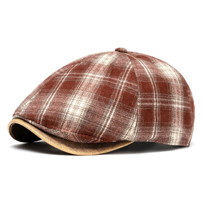 Autumn&Winter Japanese Retro Checkered Beret - Red - Adjustable (22 1/2"-24") - image 8