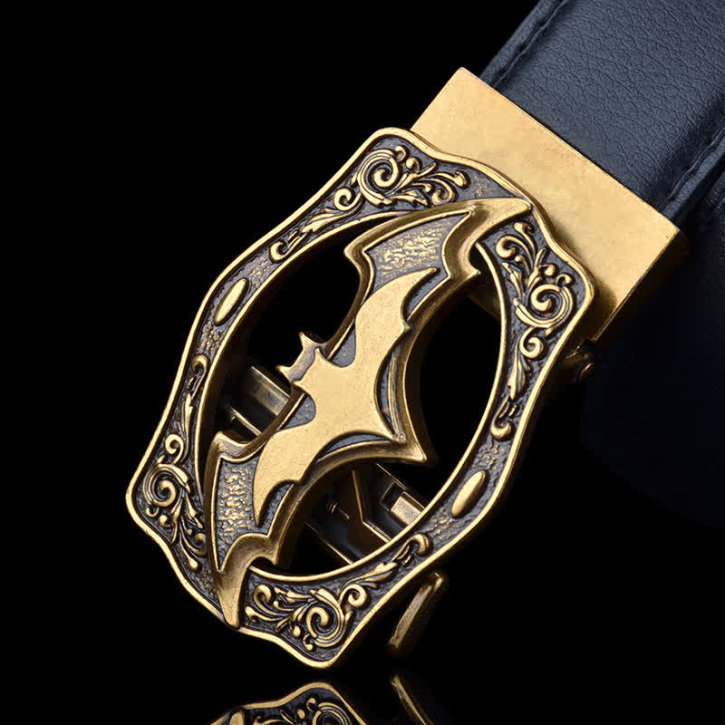 Blue & Gold Men's Bat Hollow Buckle Leather Belt - image 1