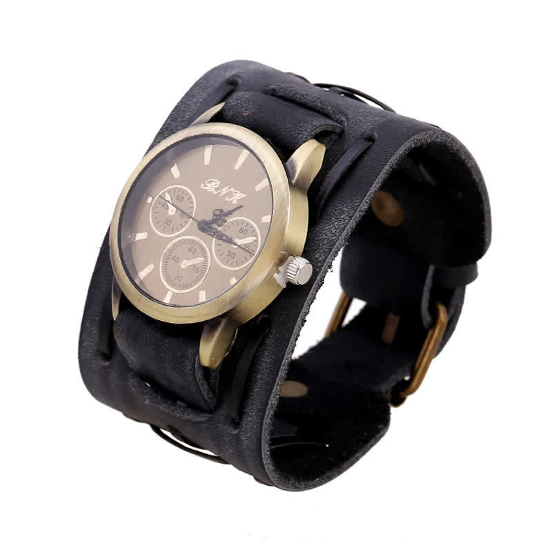 Men's Retro Cool Punk Weave Cuff Leather Watch