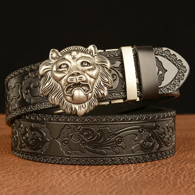 Men's 3D Sculpture Lion Head Leather Belt