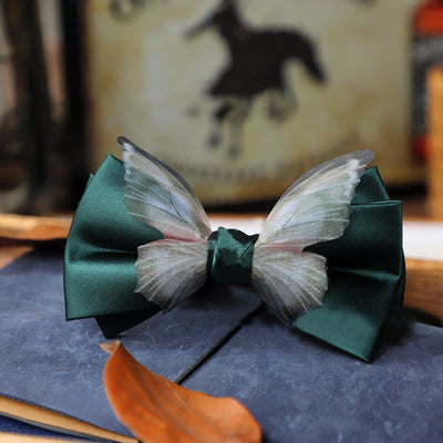 Men's Vintage Organza Butterfly Bow Tie Pocket Square Set