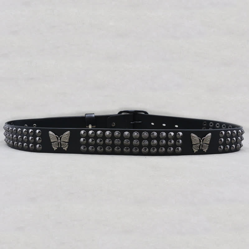 Butterfly Rivets Goth Three Rows Studded Leather Belt – FloralTrip