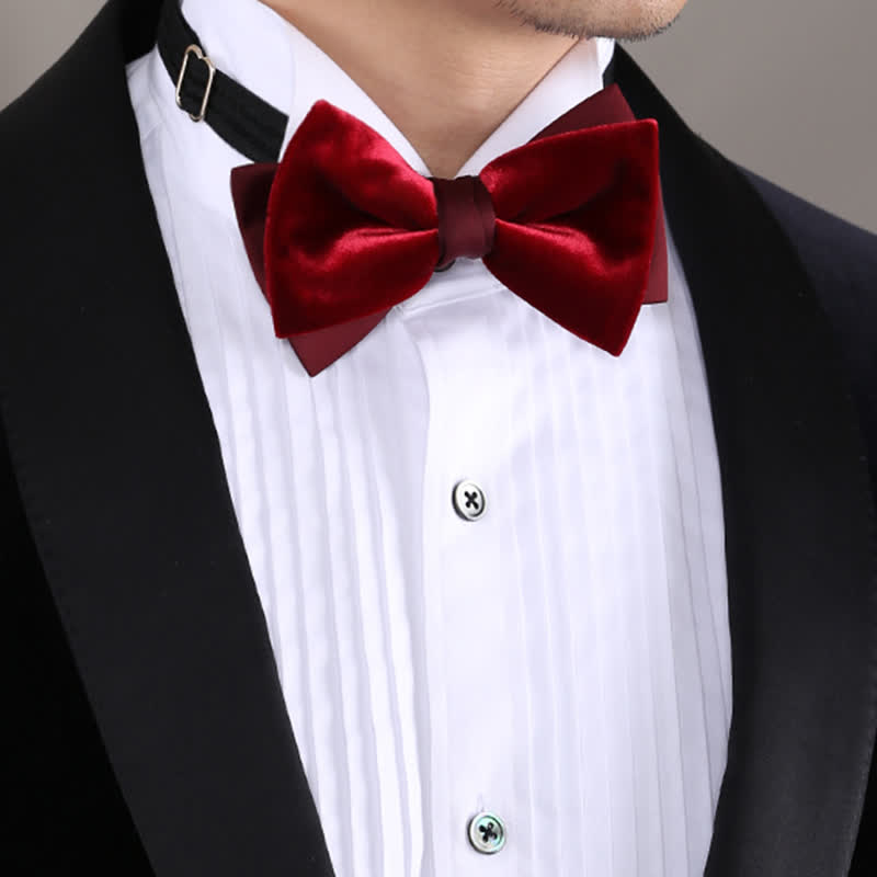 Clearance: Men's Velvet Double Layers Bow Tie
