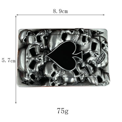 Men's DIY Skull Ace of Spades Buckle Leather Belt