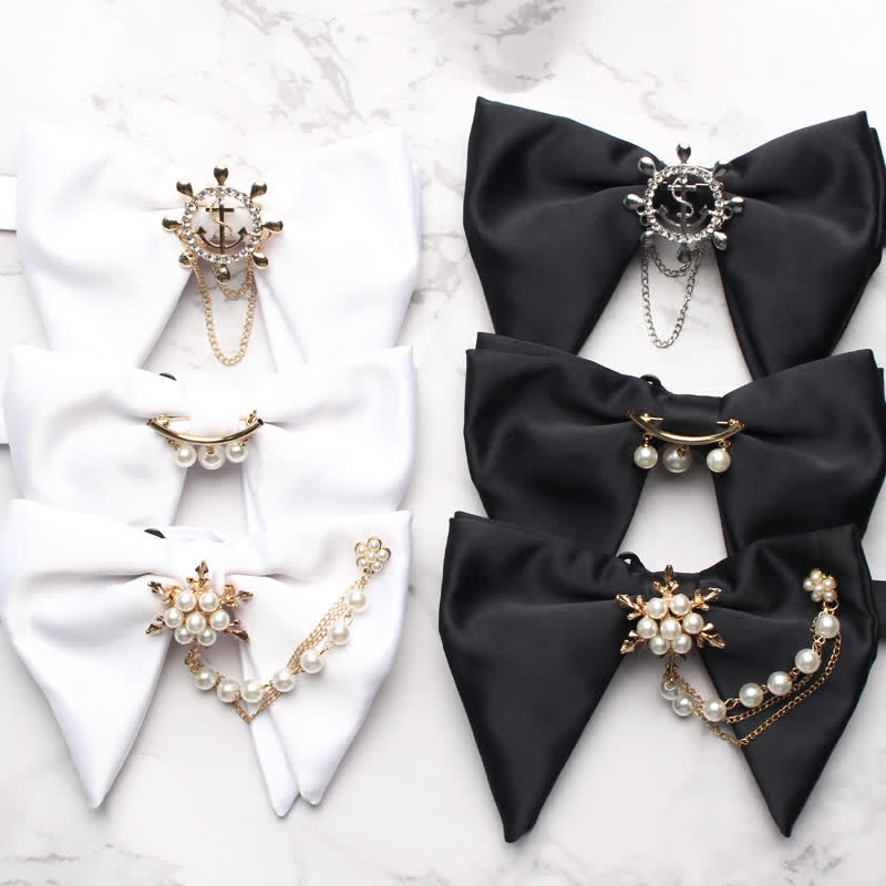 Men's Black White Oversized Pointed Bow Tie - image 0