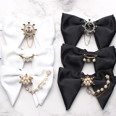 Men's Black White Oversized Pointed Bow Tie - image 0