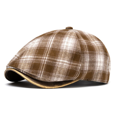 Autumn&Winter Japanese Retro Checkered Beret - Khaki - Adjustable (22 1/2"-24") - image 10