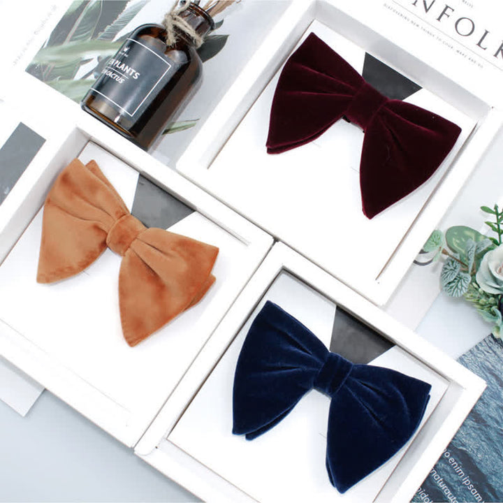 New?Velvet Droopy Bow Chestnut Brown Velvet Lux Hand-Tied Drape Loop Bow – Darby  main image 4
