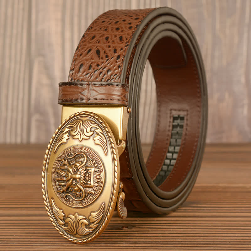 Men's Dragon Head Crocodile Pattern Leather Belt