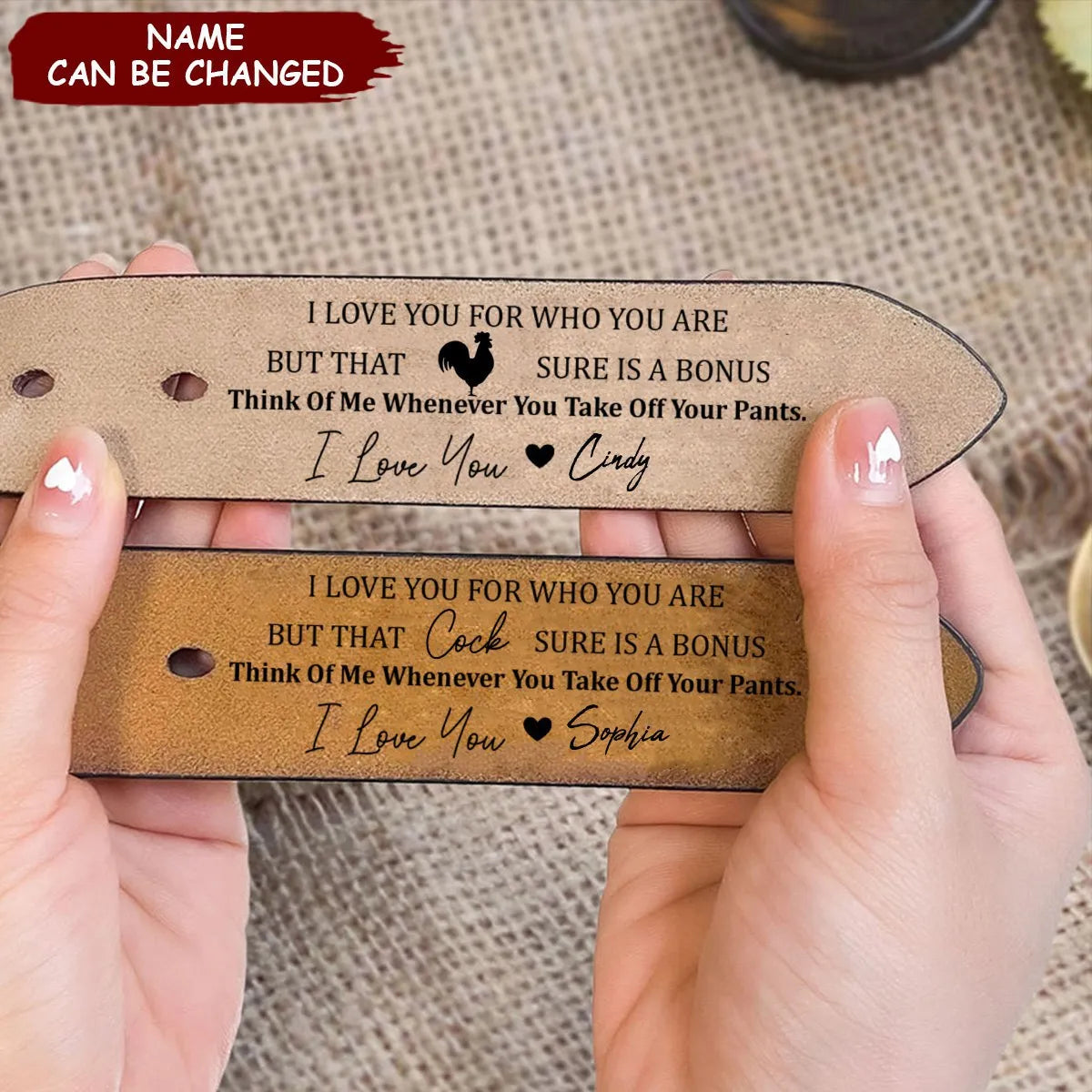 Custom Leather Belt Engraved Names Warm Gift