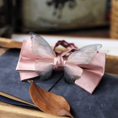 Men's Vintage Organza Butterfly Bow Tie Pocket Square Set