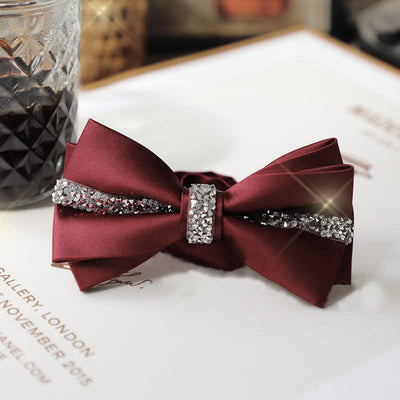 Men's Shining Rhinestone Satin Bow Tie Pocket Square Set
