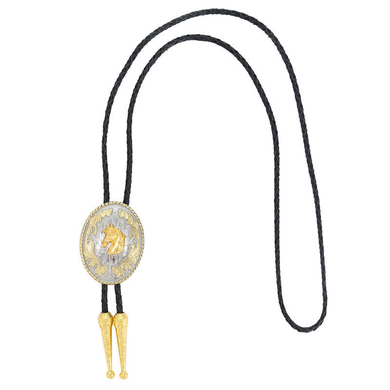 Clearance: Retro Creative Gold Western Horse Head Bolo Tie
