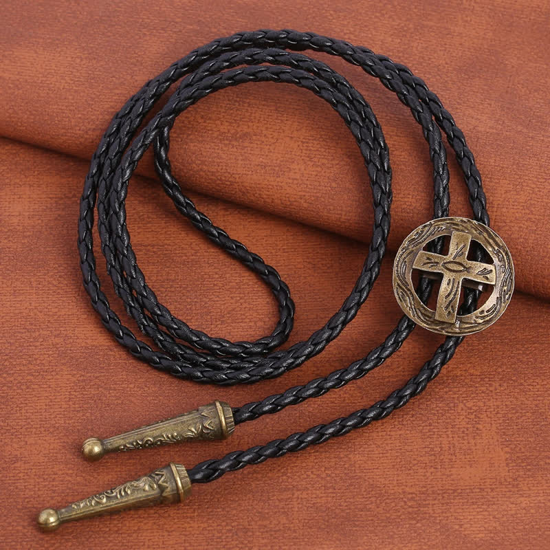 Clearance: Retro Shirt Accessories Circle Cross Bolo Tie