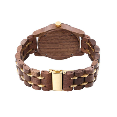 Men's Walnut Wood Three Sub-Dial Wooden Watch