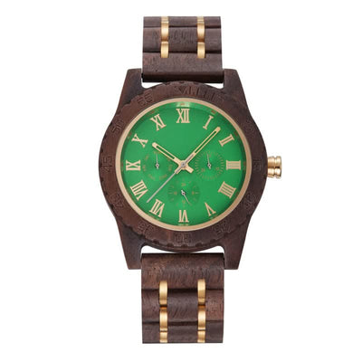 Men's Walnut Wood Three Sub-Dial Wooden Watch