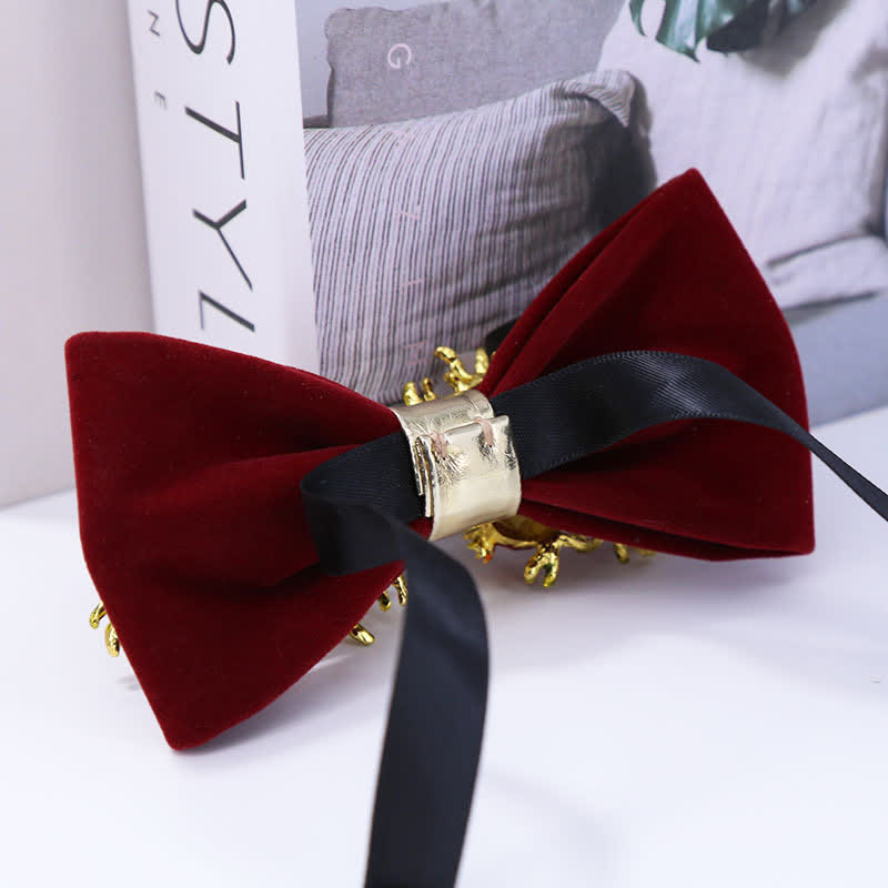 Men's Burgundy Pomegranate Floral Bow Tie - image 3
