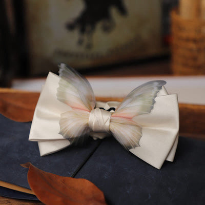 Men's Vintage Organza Butterfly Bow Tie Pocket Square Set