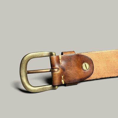 Personalized Distressed Plant Leaves Embossed Leather Belt