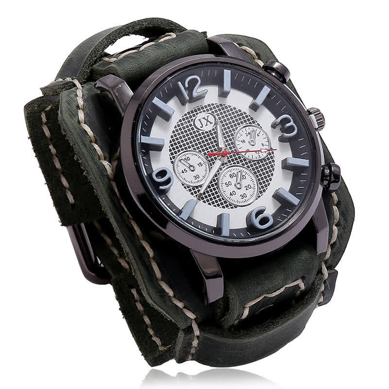 Men's Vintage Charm Bracelet Cuff Leather Watch