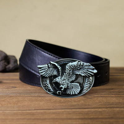 Men's DIY Flying Bald Eagle Buckle Leather Belt
