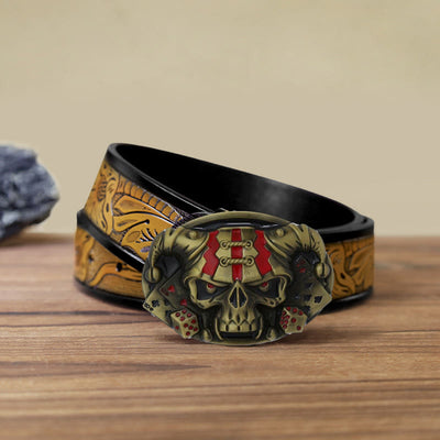 Men's DIY Skull Clown Joker Buckle Leather Belt