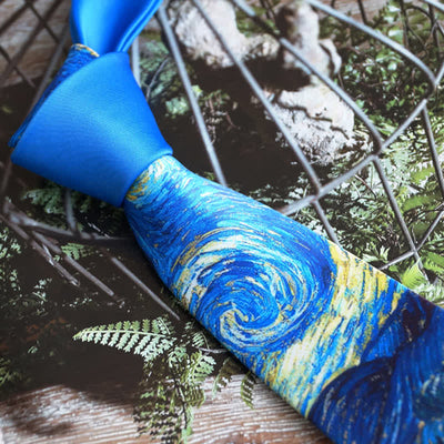 Men's Blue Painting Starry Night Necktie