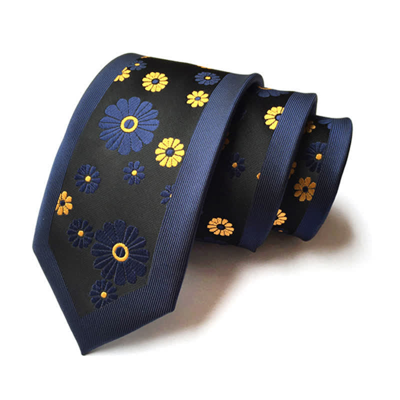 Men's Simple Daisy Floral Narrow Necktie