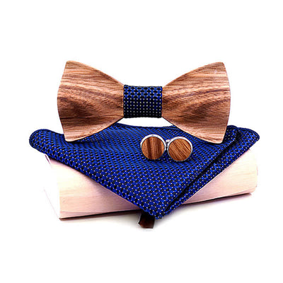 3Pcs Men's Classic Simple Wooden Bow Tie Set