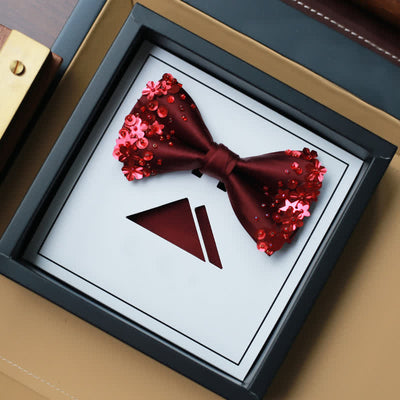 Men's Sequin Flourishing Bow Tie Pocket Square