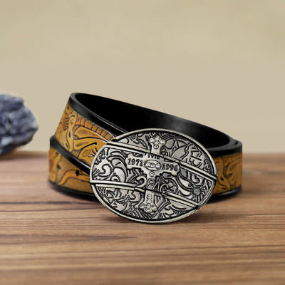 Men's DIY Small Cross Hidden Folding Knife Leather Belt