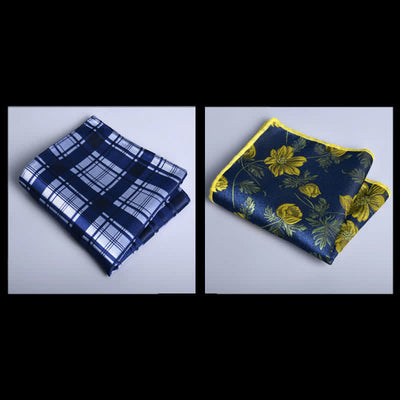 8Pcs RoyalBlue&Yellow Leaves Flower Vogue Necktie Bow Ties Gift Box
