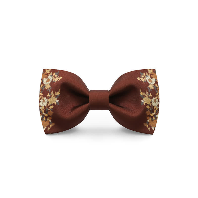 Men's Red Flower Printed Wedding Bow Tie