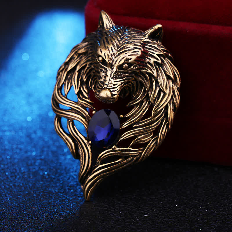 Men's Legend Wolf Head Brooch