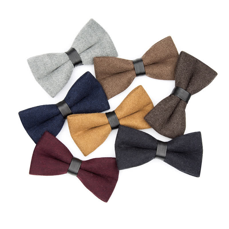 Men's Vintage Wool Solid Color Bow Tie