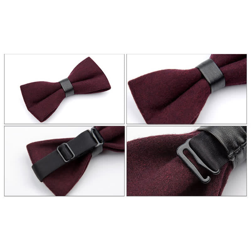 Men's Vintage Wool Solid Color Bow Tie