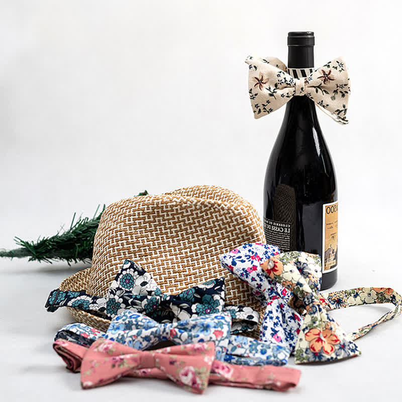 Men's Graphic Floral Wedding Bow Tie
