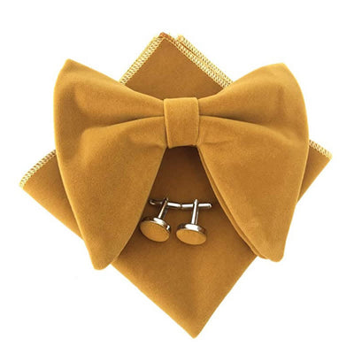 3Pcs Men's Velvet Oversized Pointed Bow Tie Set