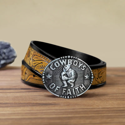 Men's DIY Cowboys Of Faith Buckle Leather Belt