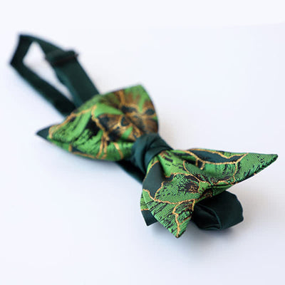 Men's Green Series Gold Tone Koi Bow Tie