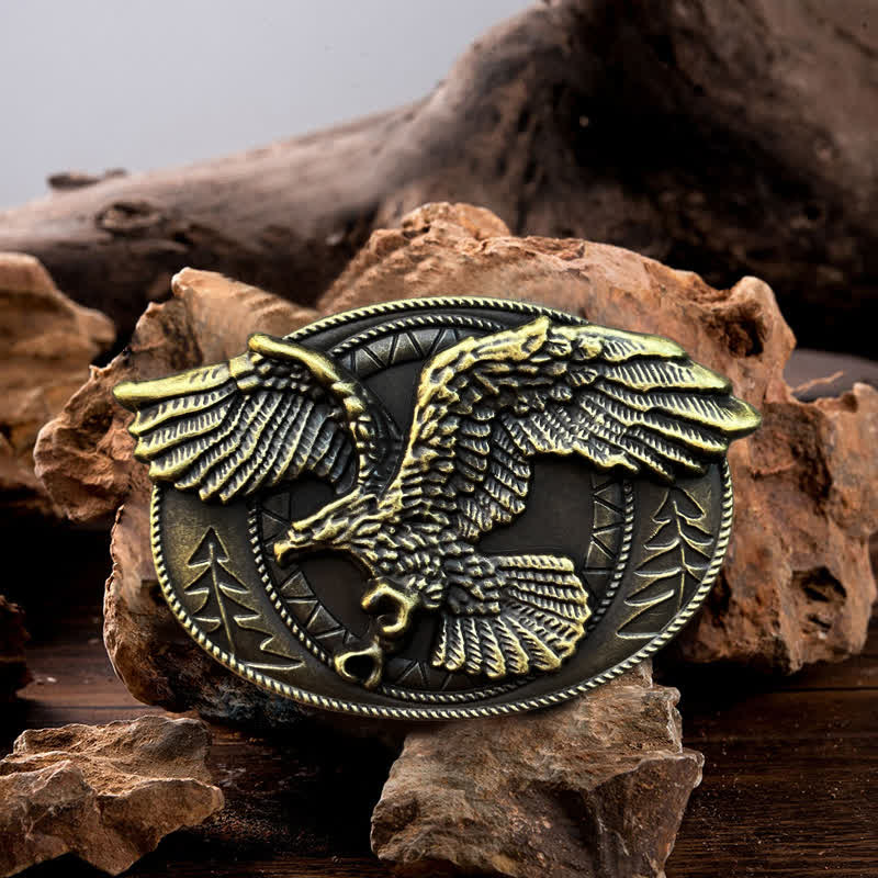 Men's DIY Flying Bald Eagle Buckle Leather Belt