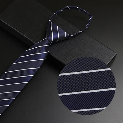 Men's Navy Blue Zipper Tie Formal Necktie