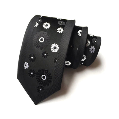 Men's Simple Daisy Floral Narrow Necktie