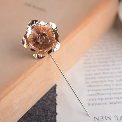 Men's Metal Rose Flower Brooch Pin