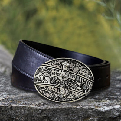 Men's DIY Small Cross Hidden Folding Knife Leather Belt