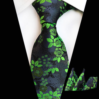 2Pcs Men's Plum Blossoms Floral Necktie Set
