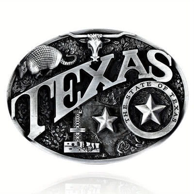 Men's DIY Texas State Heritage Attitude Buckle Leather Belt